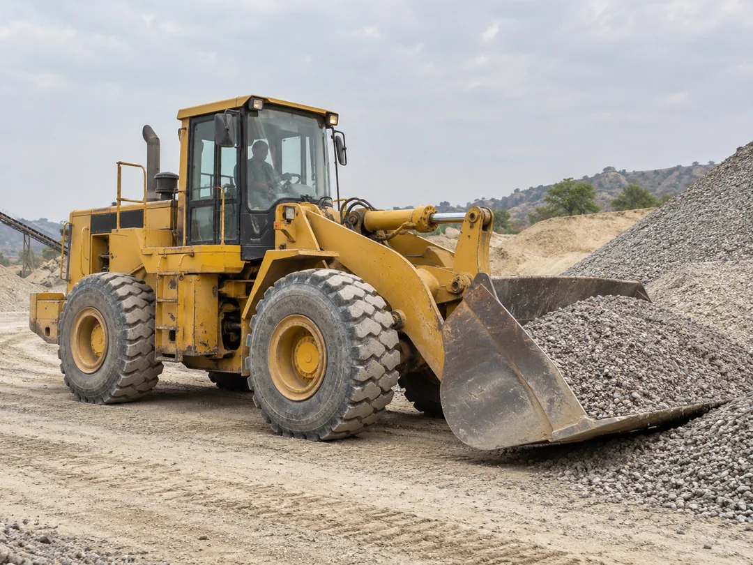 Illustrative wheel loader example at a Pakistani material yard; actual unit photos are supplied by verified owners