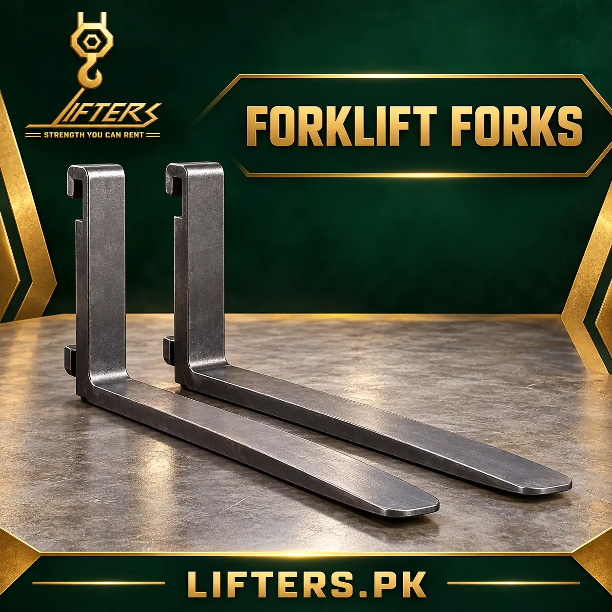 Lifters.pk industrial forklift fork pair mockup